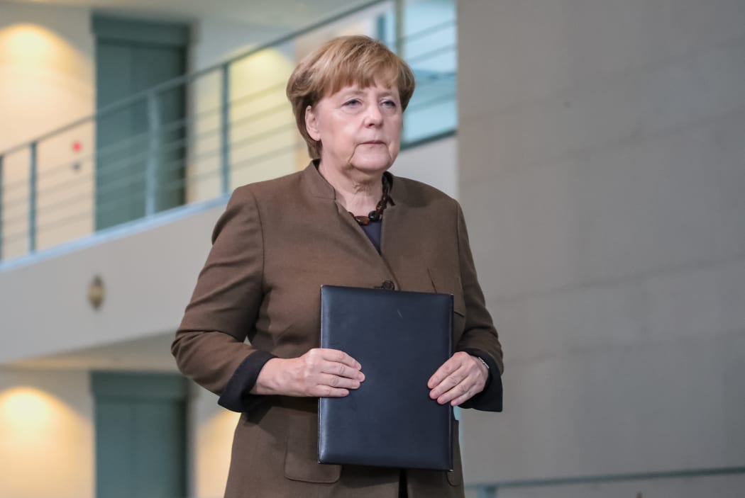 Germany's Chancellor Angela Merkel gives a statement on Anis Amri at the Chancellory.