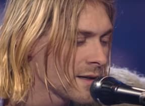 Kurt Cobain performing with Nirvana at Sony Music Studios in November 1993 for the television series 'MTV Unplugged'