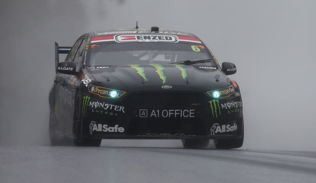 Prodrive's Cameron Waters attempts to master wet conditions.