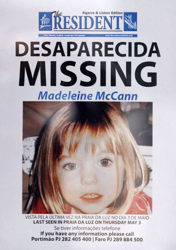 A poster for missing preschooler Madeleine McCann.