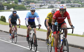 Urlin Mulitalo racing in the Lake Taupo Cycle Challenge last weekend.