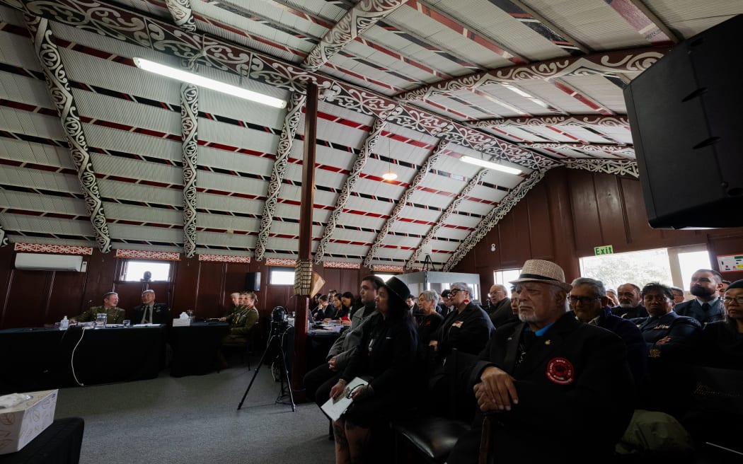 Group photo of NZDF personnel and the Waitangi Tribunal team at the Claimant Hearing (Week 4) at the Wairaka Marae, Whakatāne.