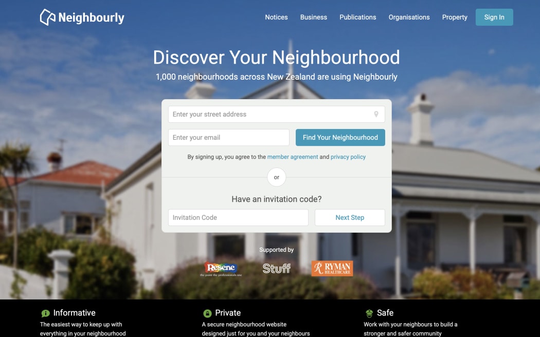 The Neighbourly website owned by Stuff.