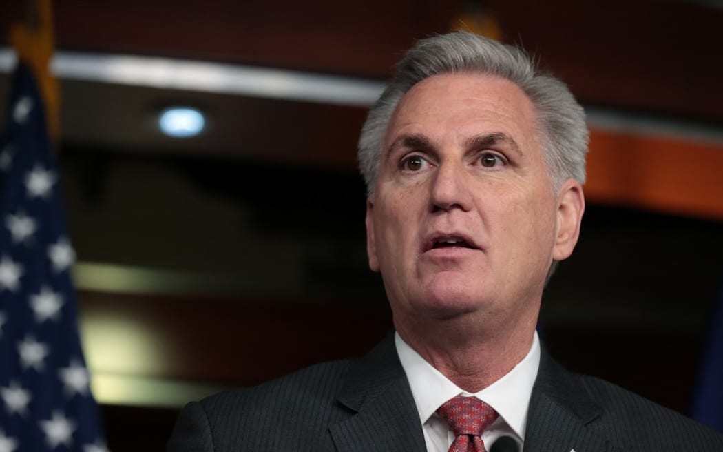 WASHINGTON, DC - NOVEMBER 18: House Minority Leader Kevin McCarthy (R-CA) talks to reporters during his weekly news conference in the U.S. Capitol Visitors Center on November 18, 2021 in Washington, DC.