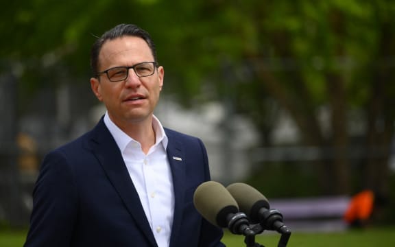 Governor Josh Shapiro is speaking at a press conference about the proposal of an investment in youth community programming, aiming to reduce violent crime and gun violence, in the West Kensington neighborhood in Philadelphia, Pennsylvania, on May 3, 2024. (Photo by Bastiaan Slabbers/NurPhoto) (Photo by Bastiaan Slabbers / NurPhoto / NurPhoto via AFP)