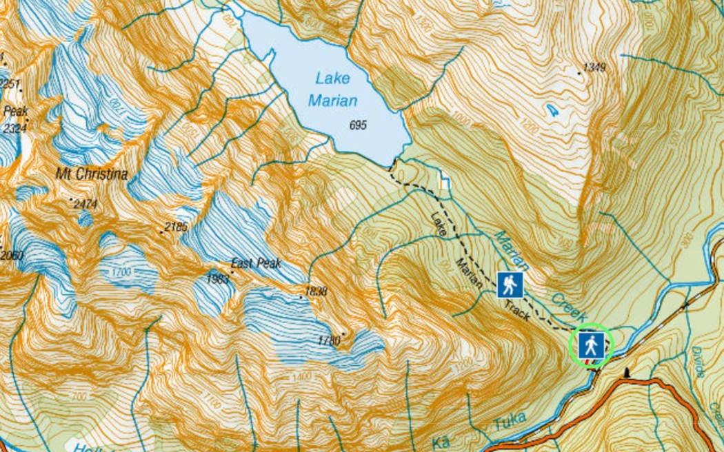 A map showing Marian Creek and surrounding areas.