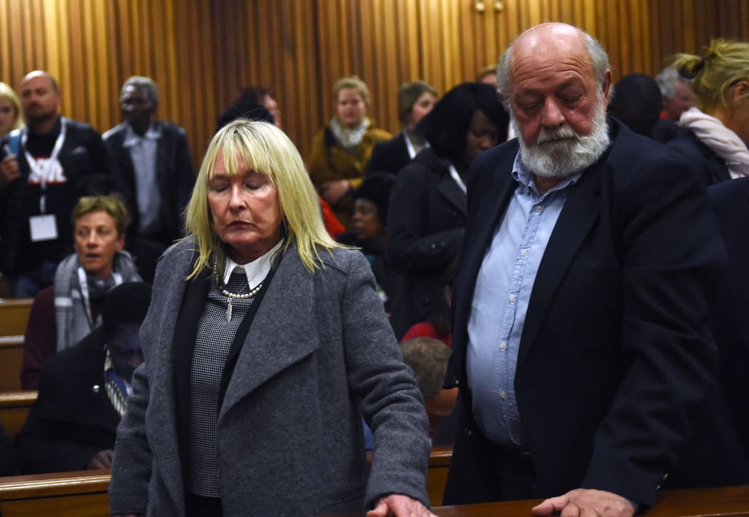 Reeva Steenkamp's parents June and Barry Steenkamp after Oscar Pistorius was sentenced at the High Court in Pretoria to six years jail in 2016. The sentence was raised the following year to more than 13 years.
