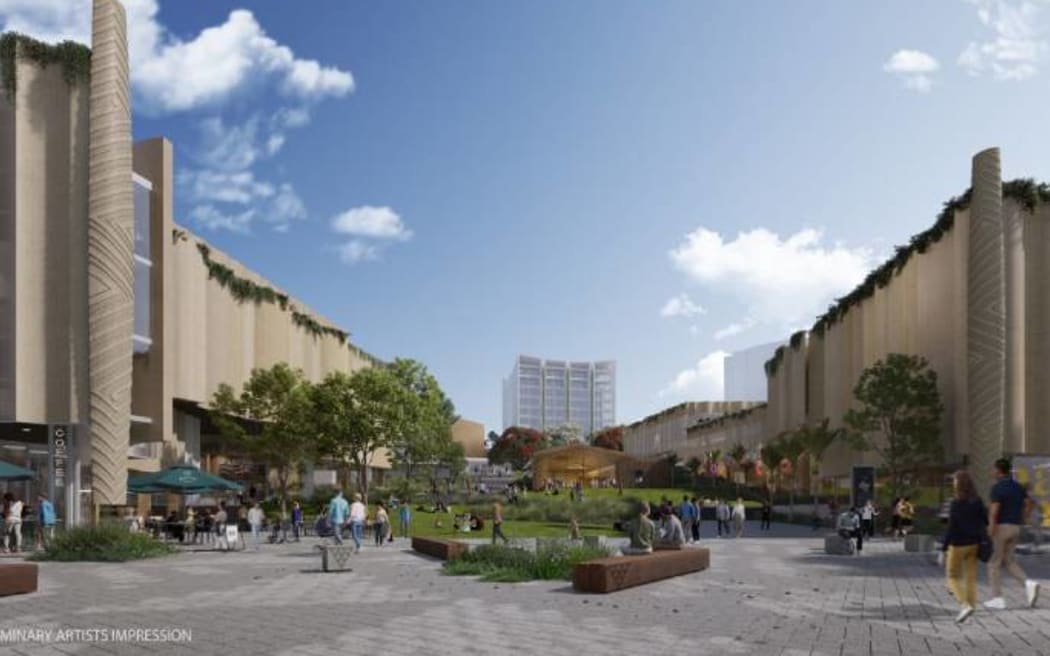An artist's impression of Te Manawataki o Te Papa, the proposed civic precinct in Tauranga.