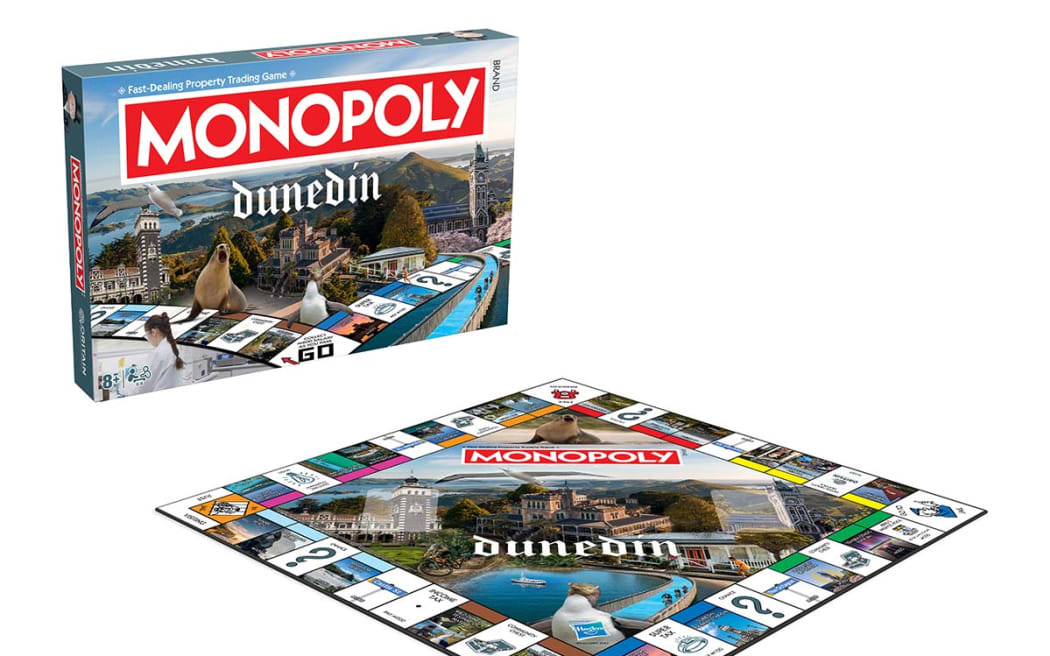 The box and board for Dunedin Monopoly.
