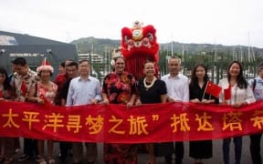 Chinese cruise ship travellers welcomed in Tahiti by French Polynesian government ministers and China's consul