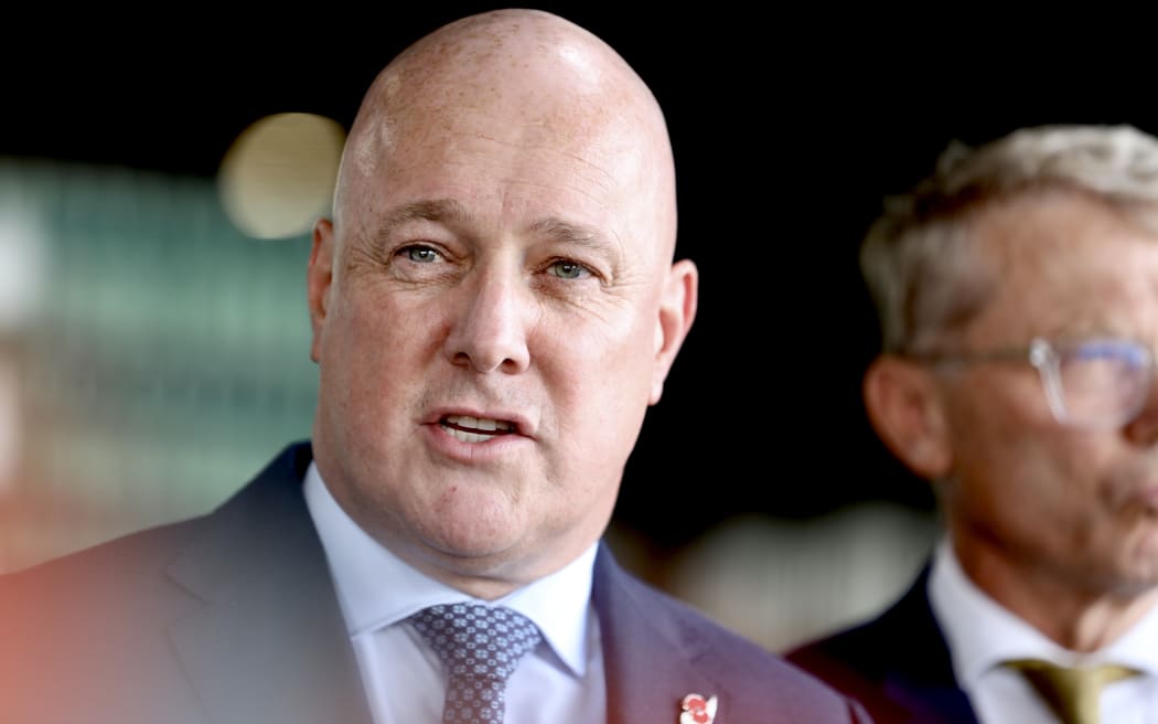 Prime Minister Christopher Luxon speaks to the media after violent crime statistics are released on 15 April 2025.