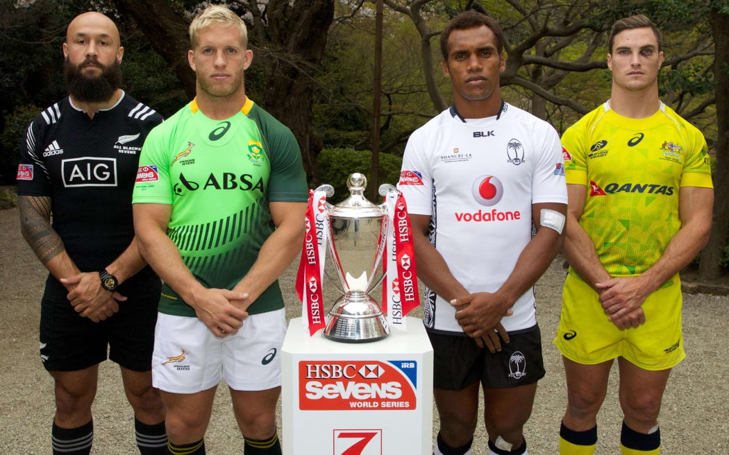Captains of the top four teams on the World Sevens Series: New Zealand's DJ Forbes, South Africa's Kyle Brown, Fiji's Osea Kolinisau and Australia's Ed Jenkins.