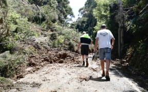 Slip damage in Titirangi, Auckland.