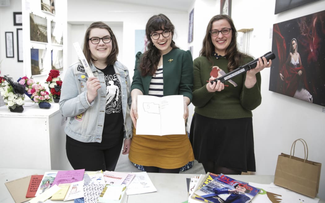 Wellington Zinefest organisers Rachel Lynch, Cathy-Ellen Paul and Ellen Walker.