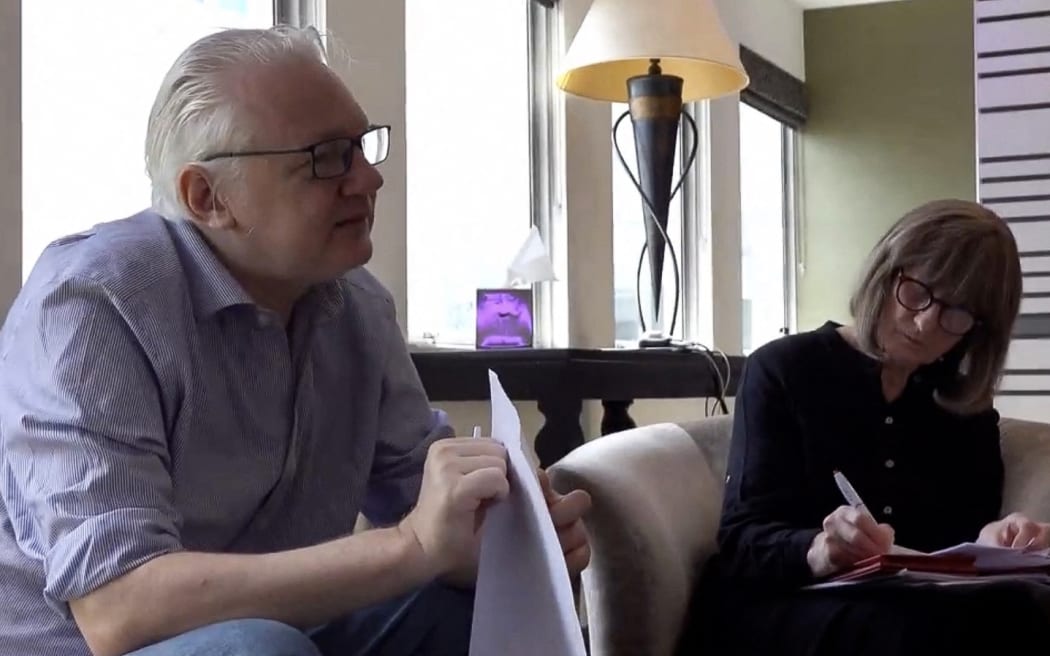 This screen shot courtesy of WikiLeaks X page shows Wikileaks founder Julian Assange in London on June 24, 2024. The 52-year-old Australian was taken Monday, June 24, from Belmarsh prison to London's Stansted airport, a Wikileaks statement said, from where he boarded a flight to an unnamed destination.