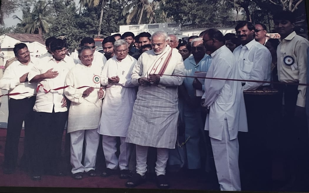 Magan Karadia (third from left) at a Karadi event with Indian Prime Minister Narenda Modi.