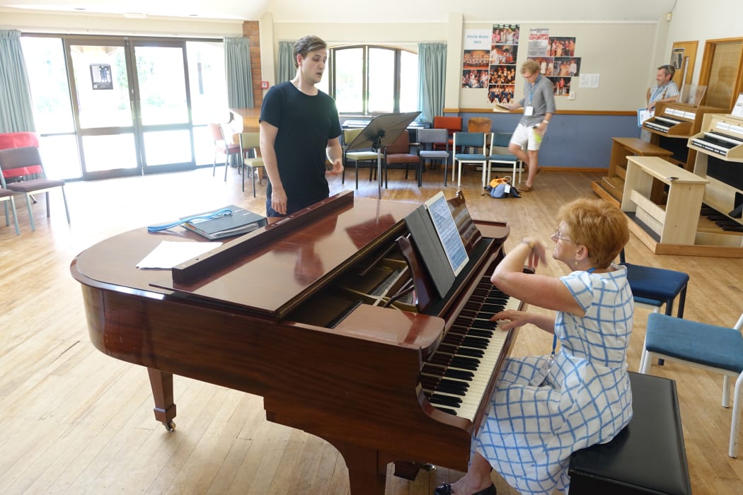 Hamilton baritone Jarvis Dames is put through his paces by Australian singing coach Sharolyn Kimmorley.