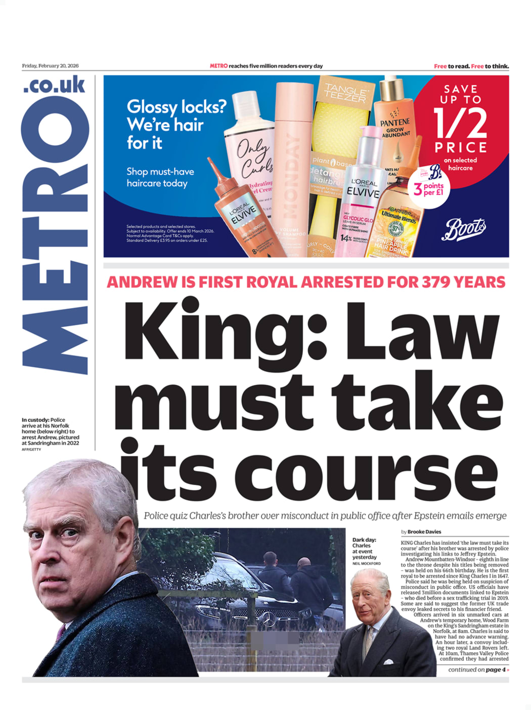 British media reacts to Andrew arrest.