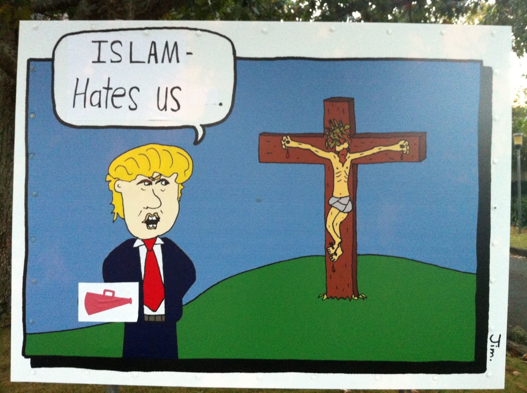 A billboard erected by St Luke's in Auckland has been defaced.