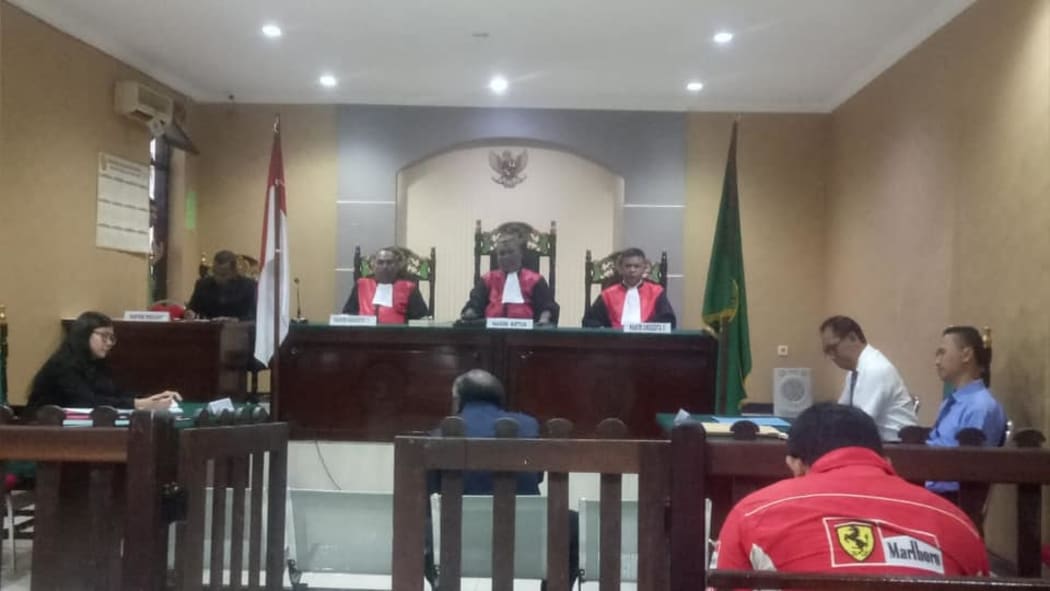 The trial of Yakonias Womsiwor and Erichzon Mandobar in Timika district court.