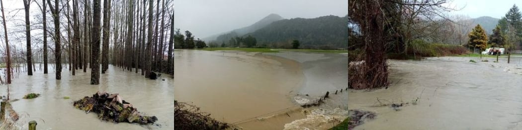 The Matakitaki River in Murchison has breached its banks.