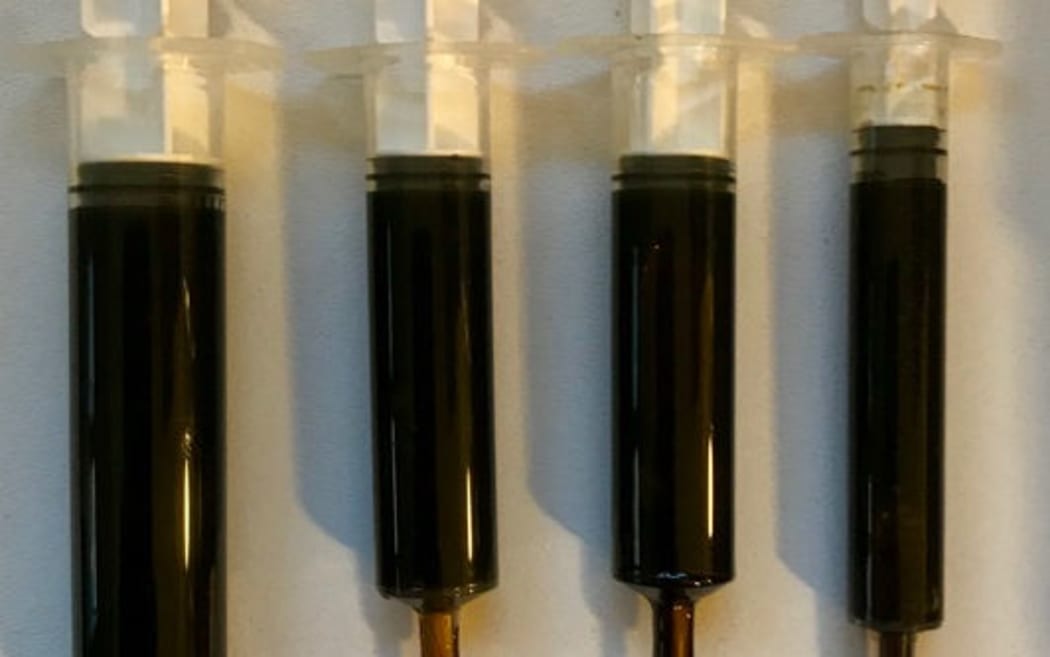 Completed cannabis oil ready for storage