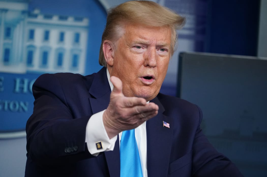 US President Donald Trump speaks during the daily briefing on the novel coronavirus, COVID-19, in the Brady Briefing Room at the White House on April 7, 2020, in Washington, DC.