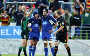 Troy Flavell is sent off.