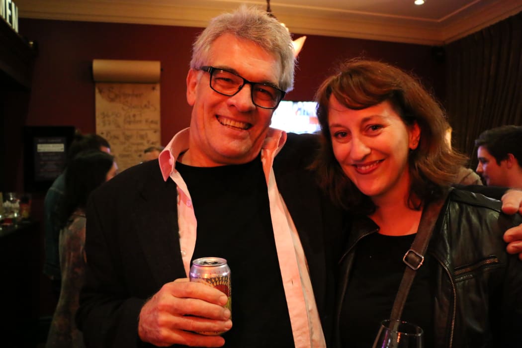 RNZ's Commissioning Editor for Drama Adam Macaulay with BATS Programme Manager Heather O'Carroll at the launch of Live On Stage. Now!