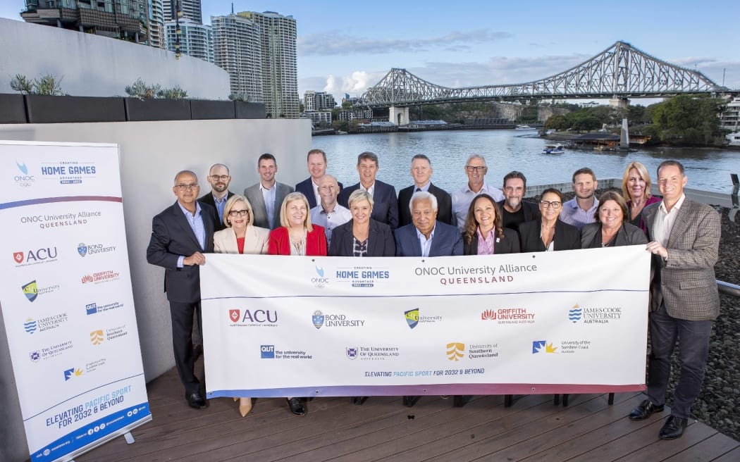 Representatives from the nine Queensland Universities under the ONOC University Alliance, at the launch event with President of ONOC, Dr Robin Mitchell.