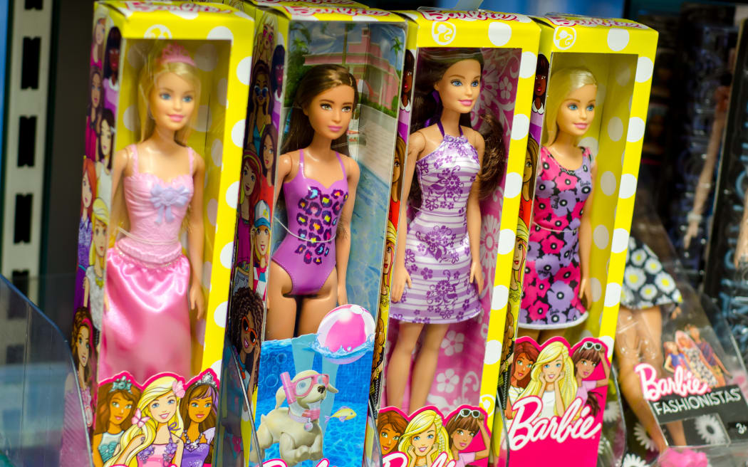 Barbie Toys for sale in a supermarket in Soest, Germany. Barbie is a fashion doll manufactured by the American toy company Mattel, Inc. and launched in March 1959.