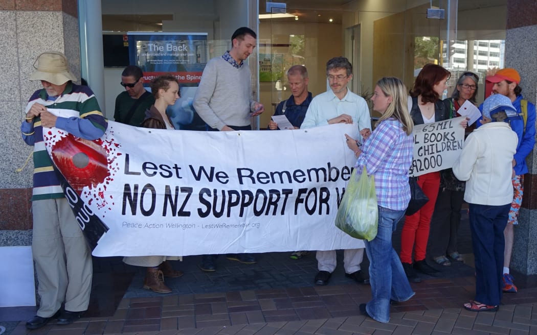 Anti-war protest in Wellington on 26 February 2015.