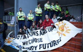 Protesters at the conference.