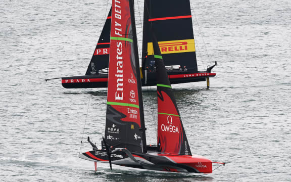 Team New Zealand v Luna Rossa. Race 9, America's Cup 2021.