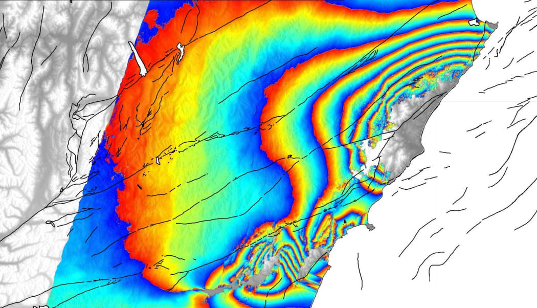 Radar interferogram of deformation during the Kaikoura earthquake