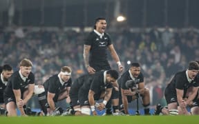 All Black Rieko Ioane and the All Blacks perform the Haka.