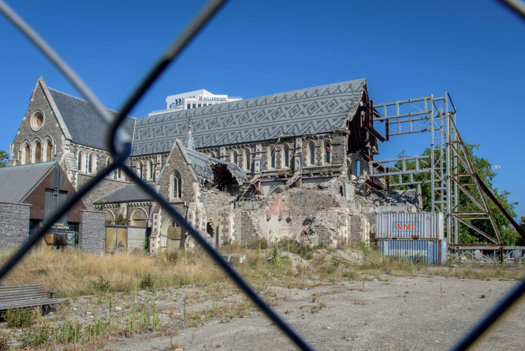 February 14, 2016 - ChristChurch Cathedral which was damaged in the earthquakes of 2011 is seen behind a fence.