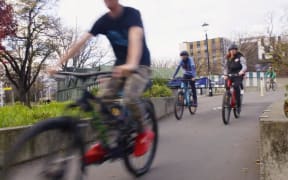 Screenshot of Frank Film Christchurch cycling video