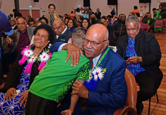 Fiji Prime Minister Sitiveni Rabuka greeted by the Auckland Fijian community for his official visit.