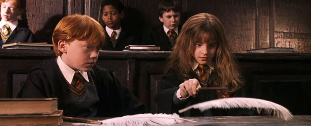 Harry Potter and the Philosopher's Stone (2001) starring Emma Watson and Rupert Grint.
