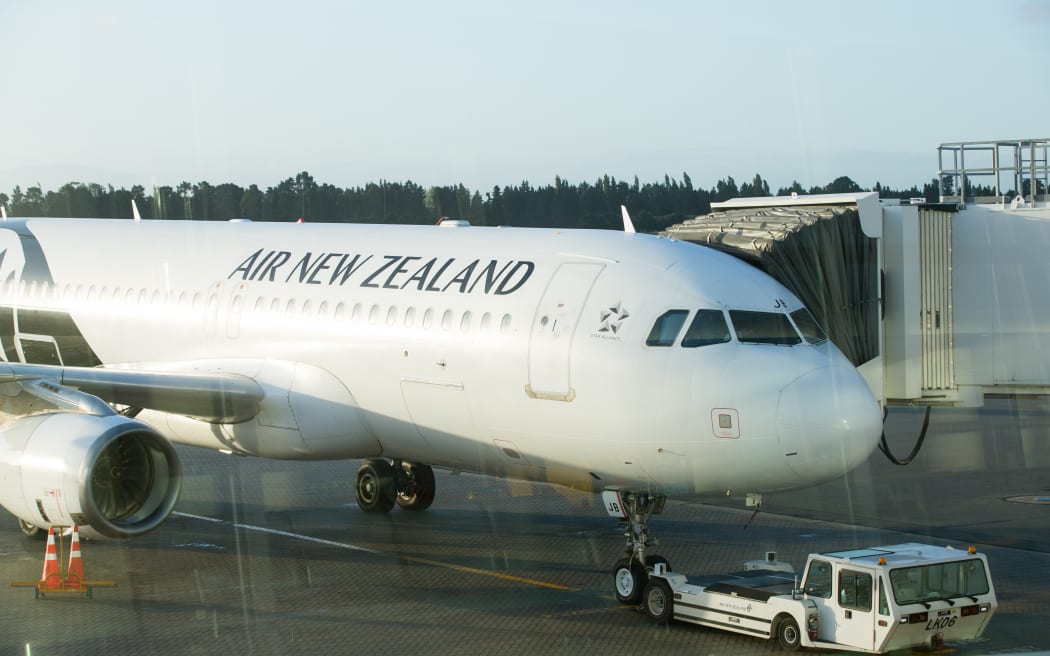 An Air New Zealand plane landed at Christchurch airport.
