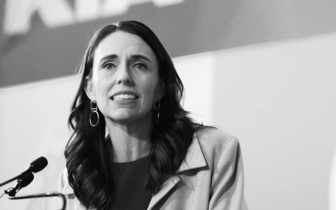 Jacinda Ardern speaks at Wellington Airport.
