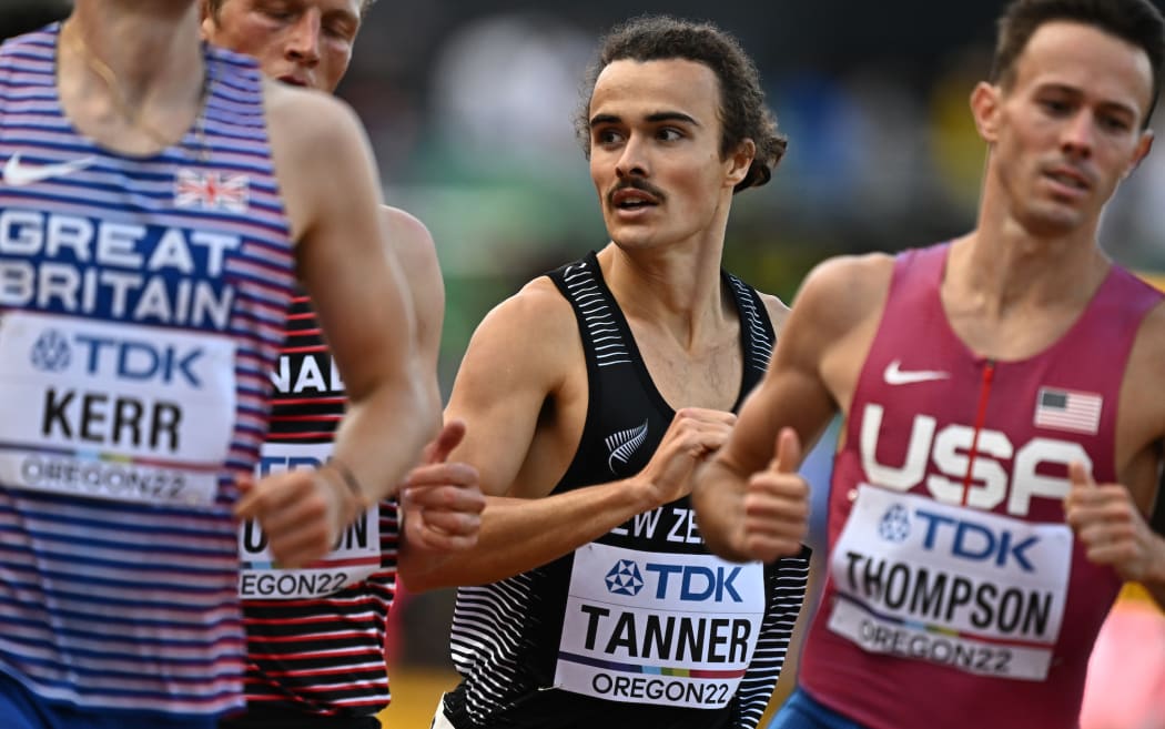 Sam Tanner of New Zealand during the Men's 1500m heats at the World Athletics Championships in Oregon, USA on Saturday 16 July 2022. Mandatory photo credit: Tsutomu Kishimoto / www.photosport.nz