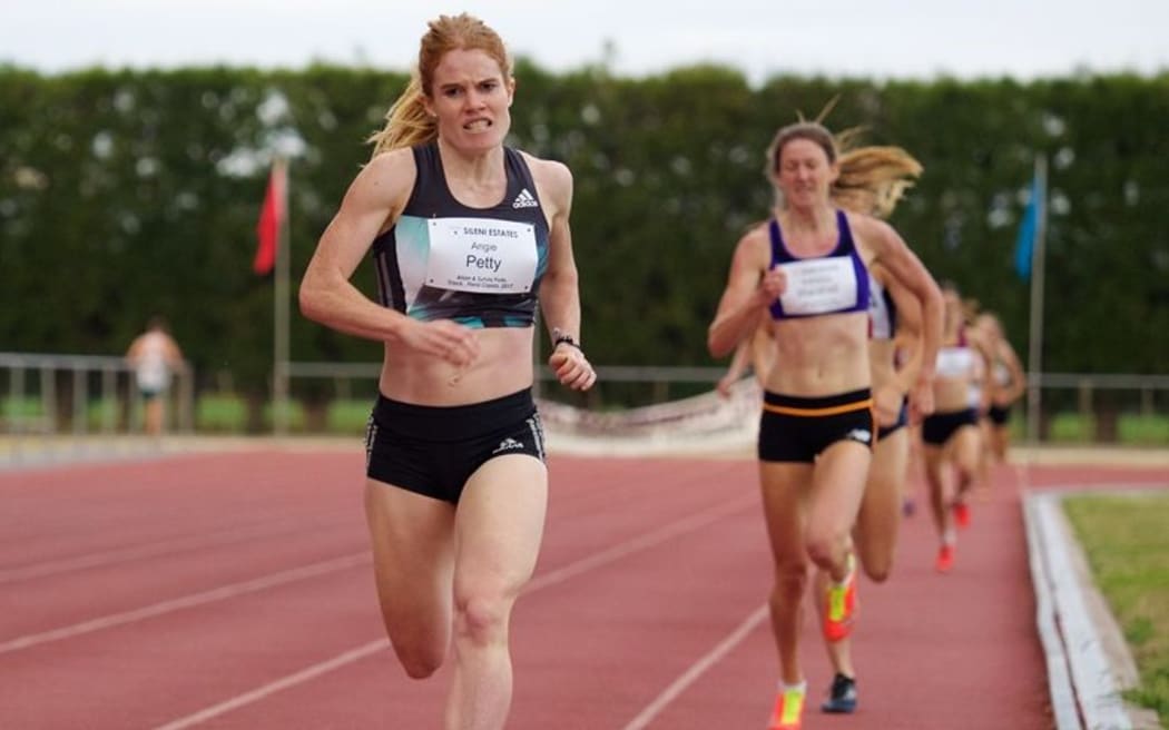 Angie Petty won the feature women’s 800m race at the 2017 Potts Classic in Hastings.