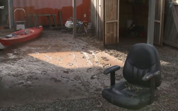 Damaged caused at a house in Springfield, Canterbury, by the flooding.