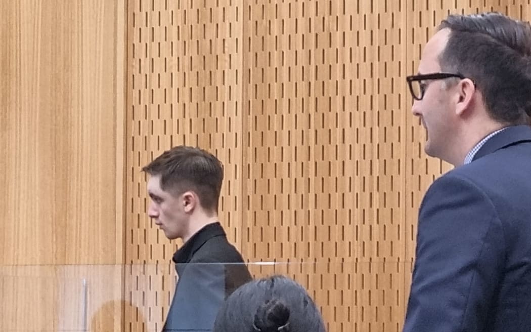 Adam Rapson in Christchurch District Court with lawyer Kerry Cook (right).