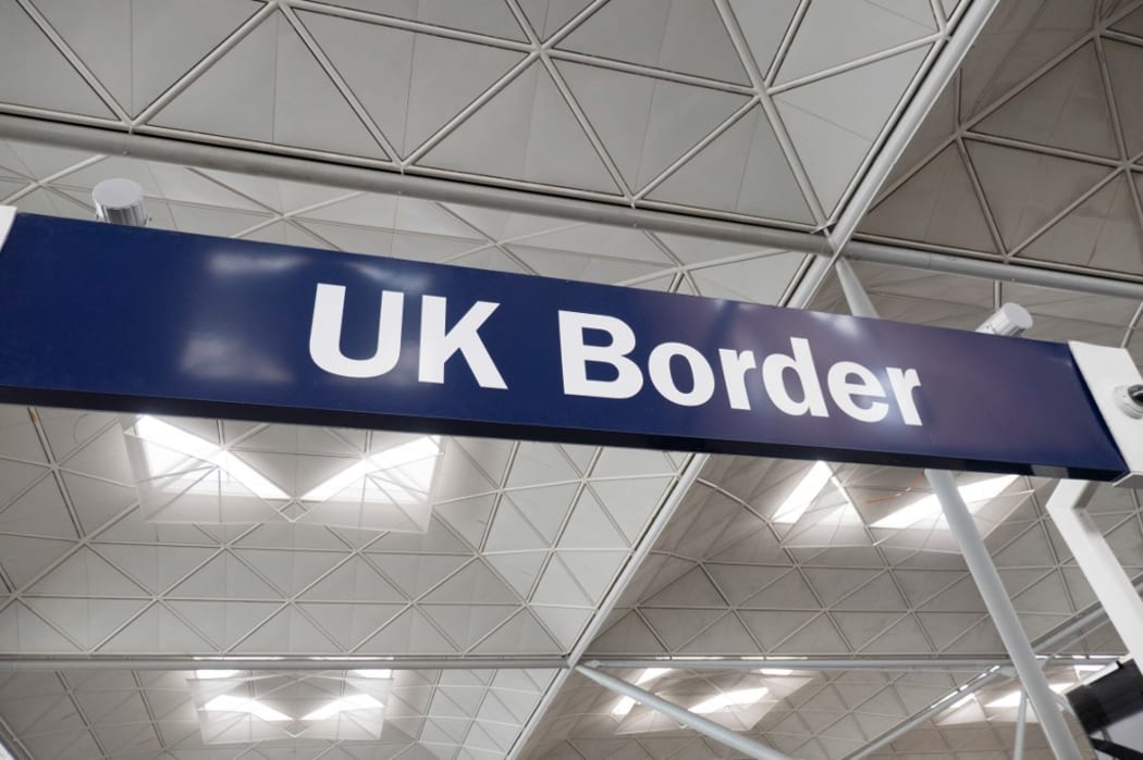 EU, UK, Borders, Passport and European Union signs and inscription in London Stansted STN airport in England, UK on 23 August 2019 a few months before the Brexit. (Photo by Nicolas Economou/NurPhoto)