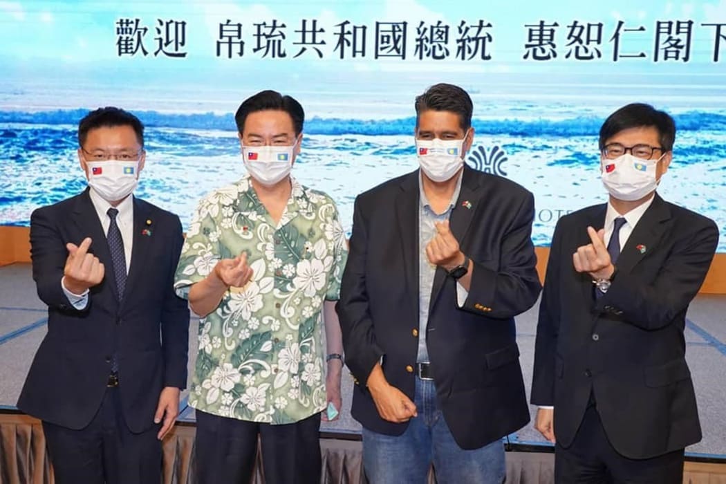 President Surangel Whipps Jr, (2nd from R) visiting Kaohsiung City with Foreign Minister of Taiwan Joseph Wu ( 2nd from L)