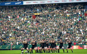 All Blacks doing the haka at Ellis Park, Johannesburg.