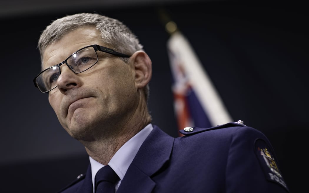 Superintendent Corrie Parnell speaking at a police media briefing at Wellington police station on 16 November 2023 after police shot a man at Wainuiomata after what appeared to be a domestic harm incident.